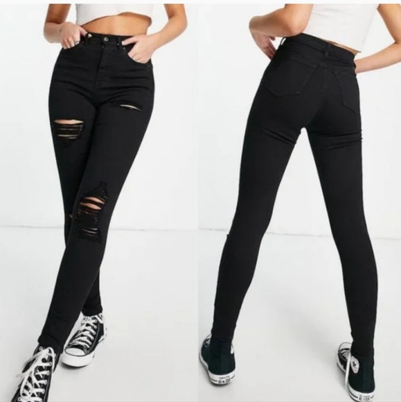 Topshop Moto Jamie High Rise Skinny Distressed Jeans - Picture 1 of 16